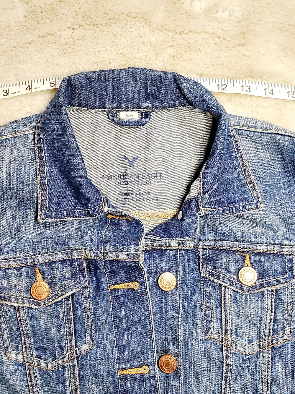 American Eagle Outfitters Vintage-Inspired Denim Jacket 100% Cotton Medium - Picture 8 of 11
